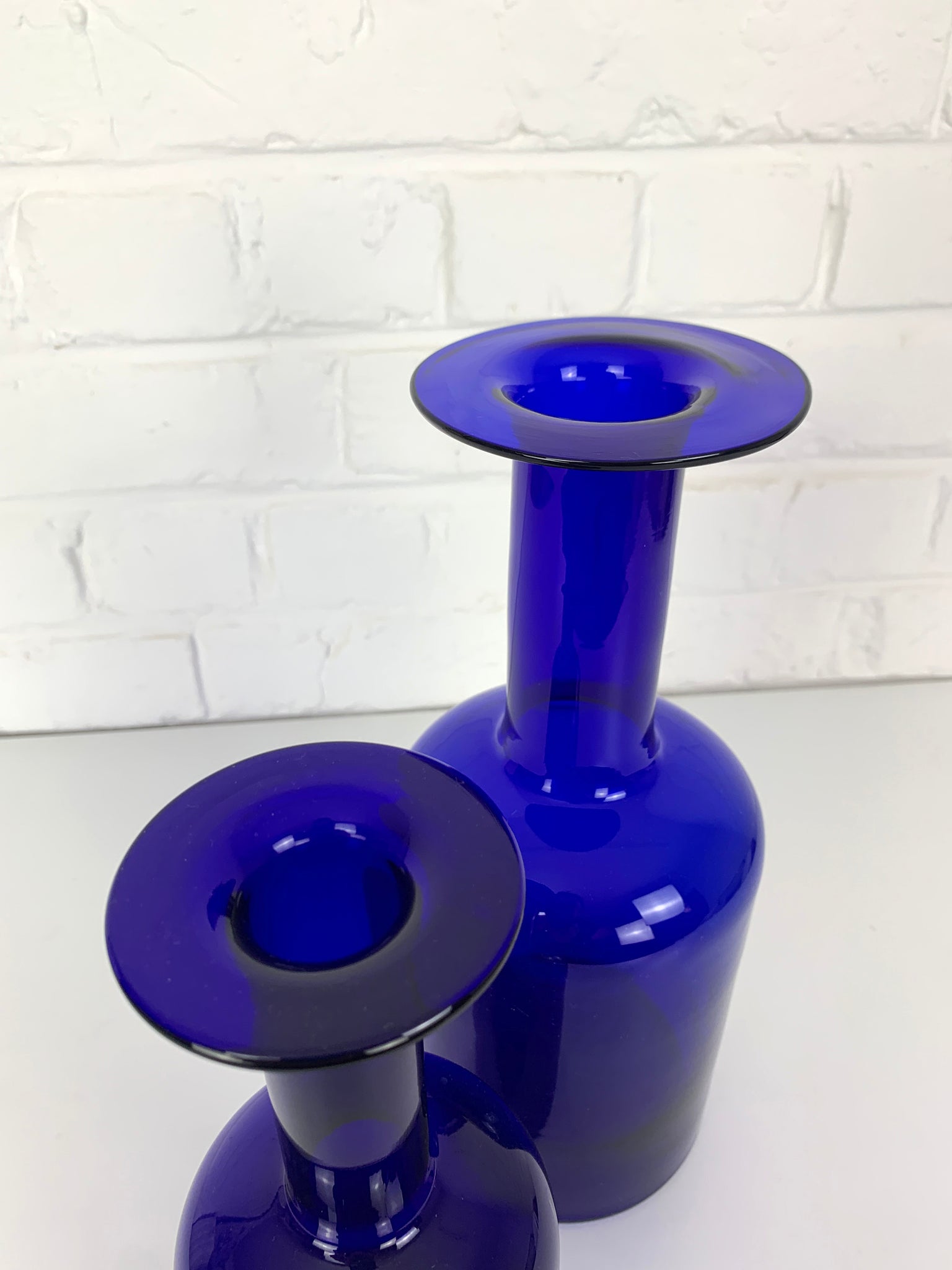 Pair Danish Cobalt Blue Vases by Otto Brauer Holmegaard Gulv Vases, 1950s