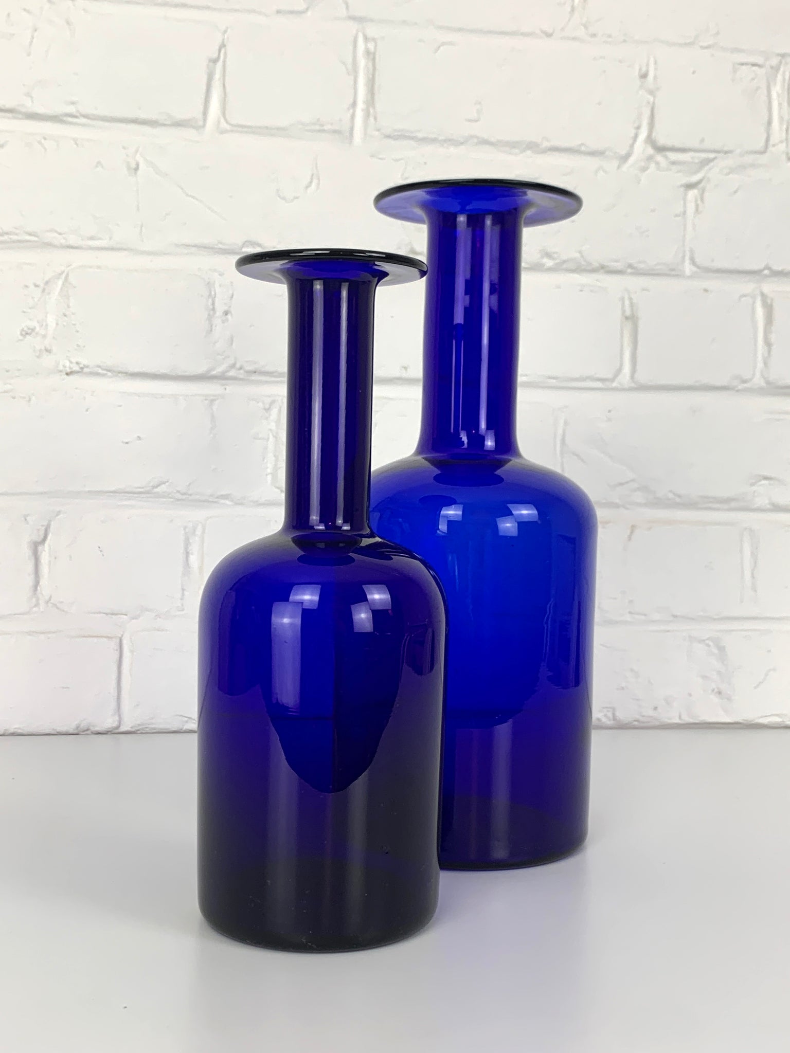 Pair Danish Cobalt Blue Vases by Otto Brauer Holmegaard Gulv Vases, 1950s