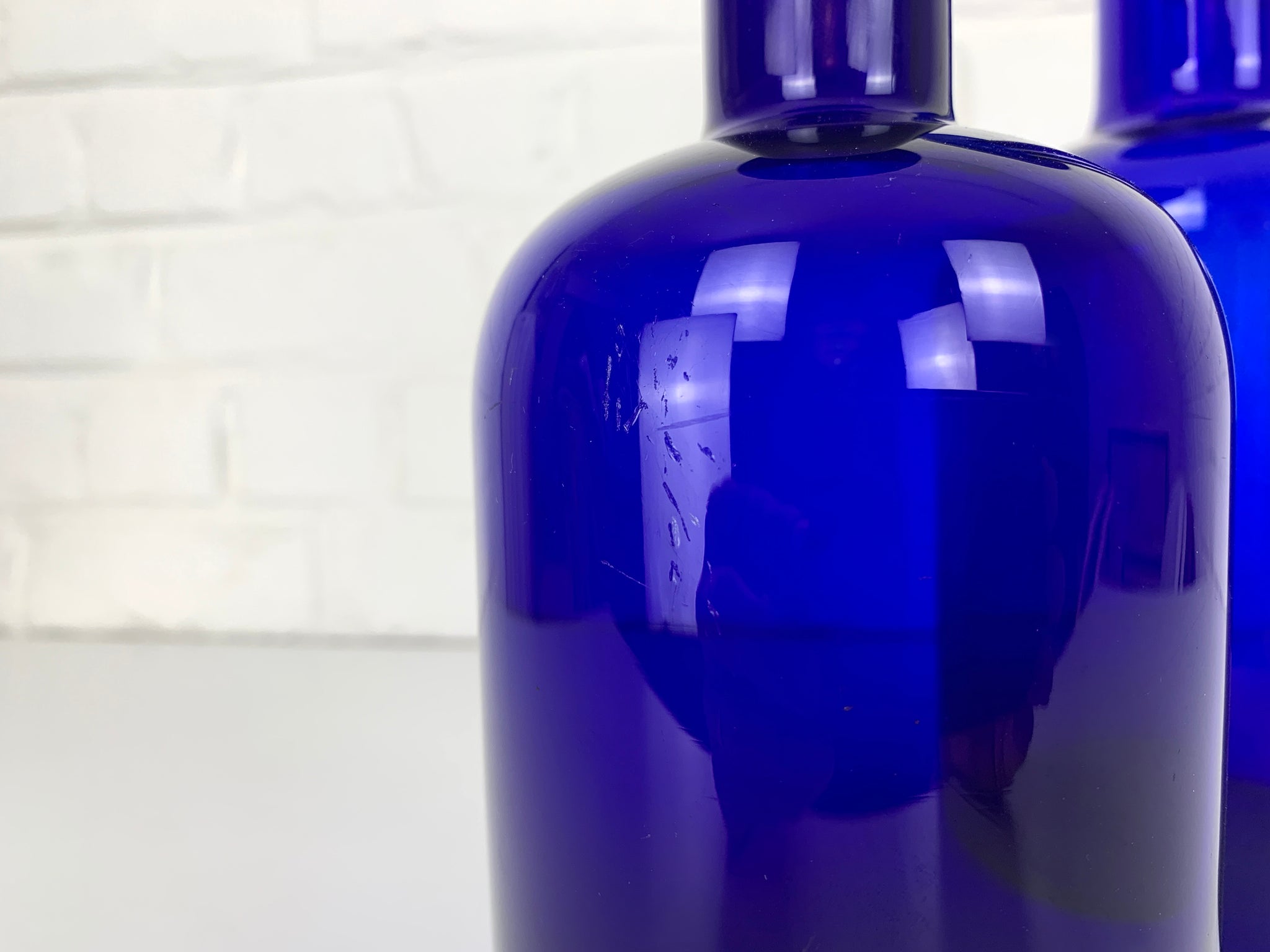 Pair Danish Cobalt Blue Vases by Otto Brauer Holmegaard Gulv Vases, 1950s