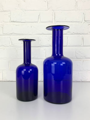 Pair Danish Cobalt Blue Vases by Otto Brauer Holmegaard Gulv Vases, 1950s