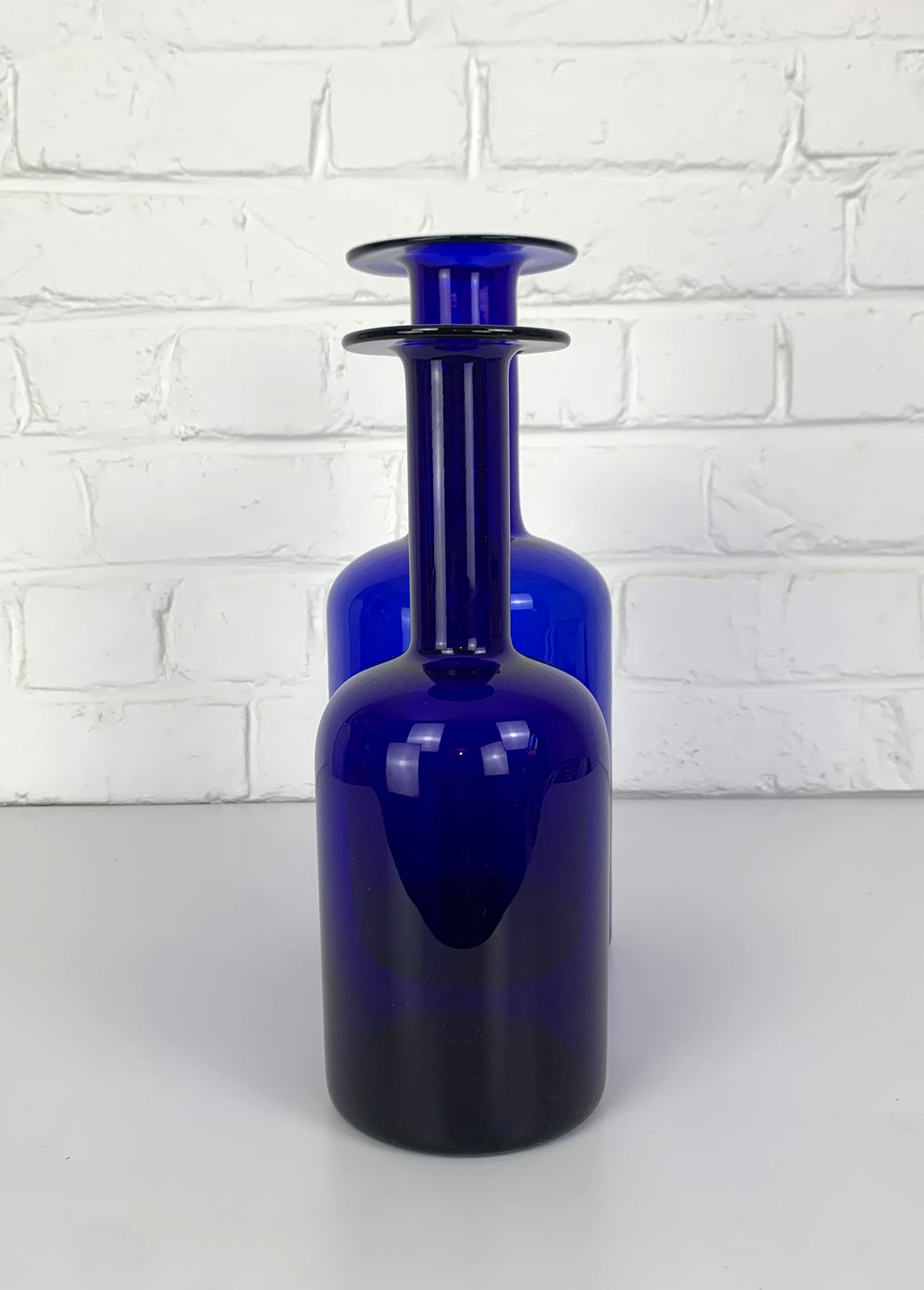 Pair Danish Cobalt Blue Vases by Otto Brauer Holmegaard Gulv Vases, 1950s