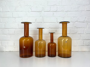 Set of Four Holmegaard Gulv Vases by Otto Brauer, in Amber