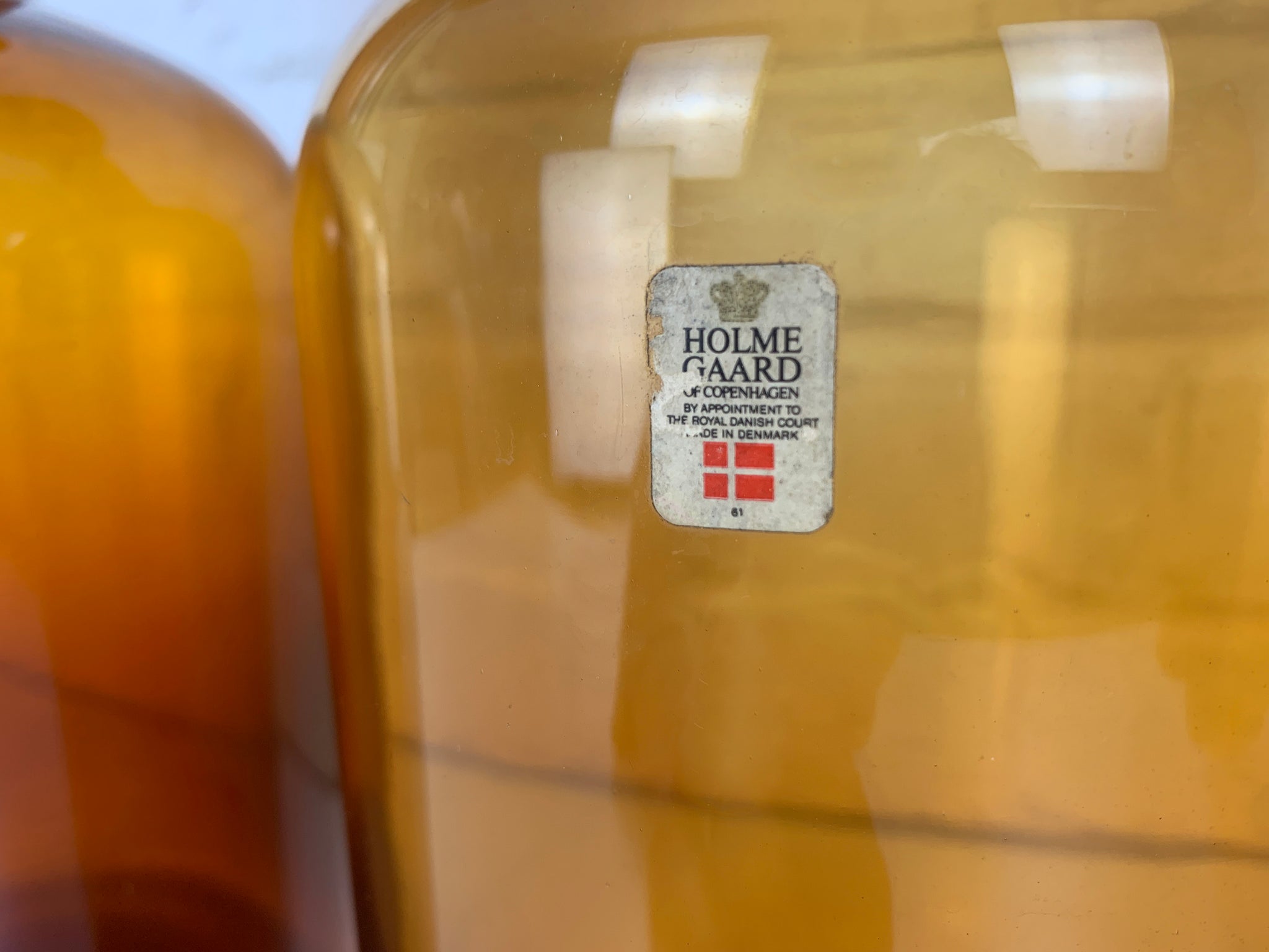 Set of Four Holmegaard Gulv Vases by Otto Brauer, in Amber