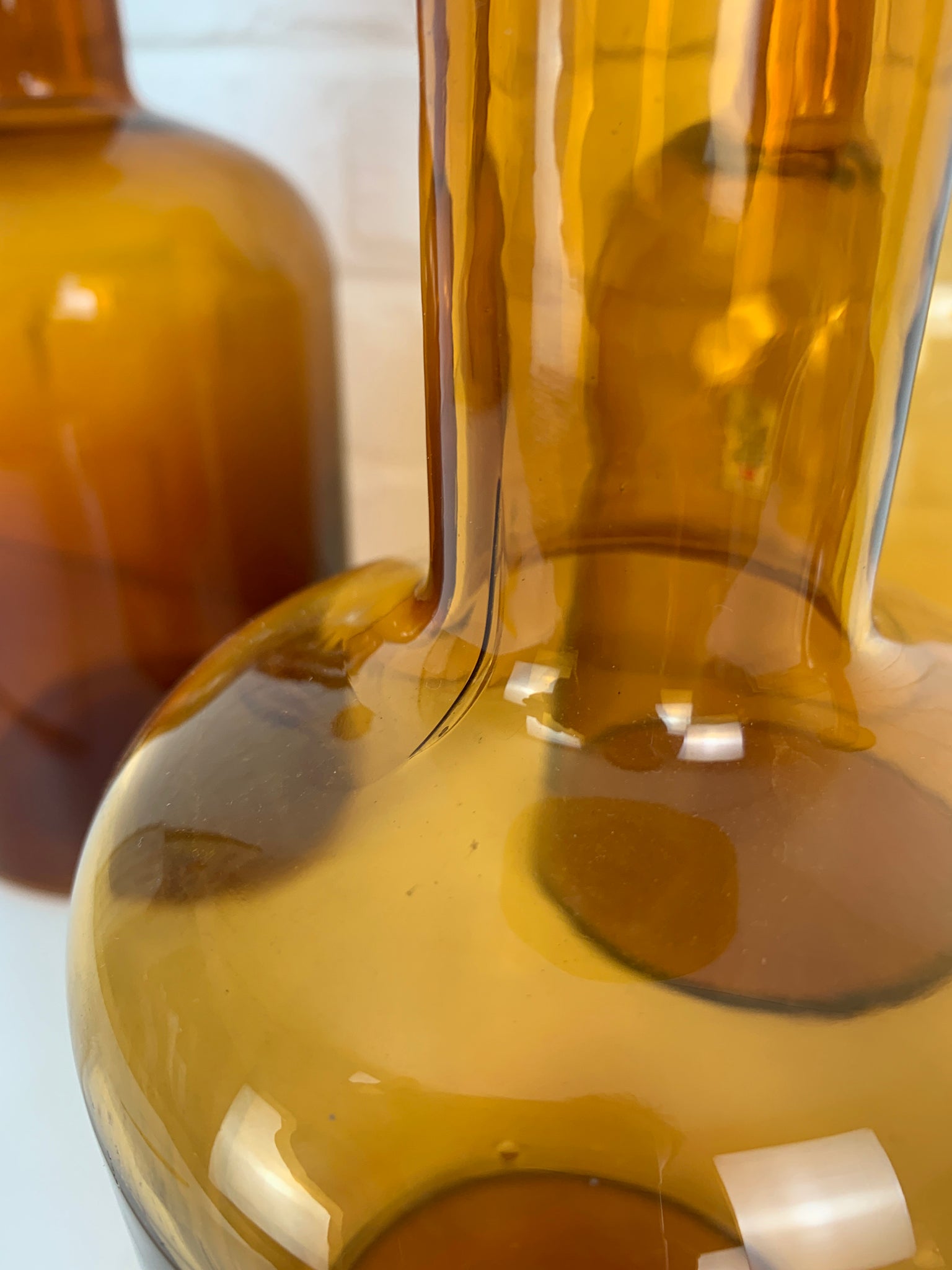 Set of Four Holmegaard Gulv Vases by Otto Brauer, in Amber