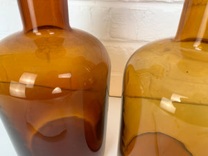 Set of Four Holmegaard Gulv Vases by Otto Brauer, in Amber