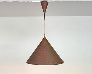 Brutalist pendant light, hand hammered copper by E.S Horn Aalestrup Denmark