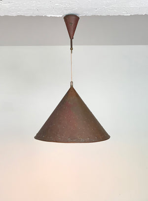 Brutalist pendant light, hand hammered copper by E.S Horn Aalestrup Denmark