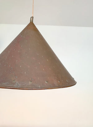 Brutalist pendant light, hand hammered copper by E.S Horn Aalestrup Denmark