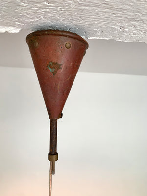 Brutalist pendant light, hand hammered copper by E.S Horn Aalestrup Denmark