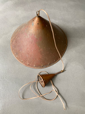 Brutalist pendant light, hand hammered copper by E.S Horn Aalestrup Denmark