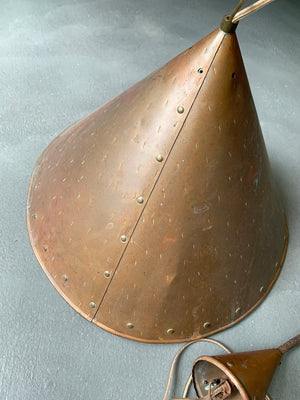 Brutalist pendant light, hand hammered copper by E.S Horn Aalestrup Denmark