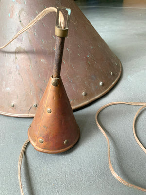 Brutalist pendant light, hand hammered copper by E.S Horn Aalestrup Denmark