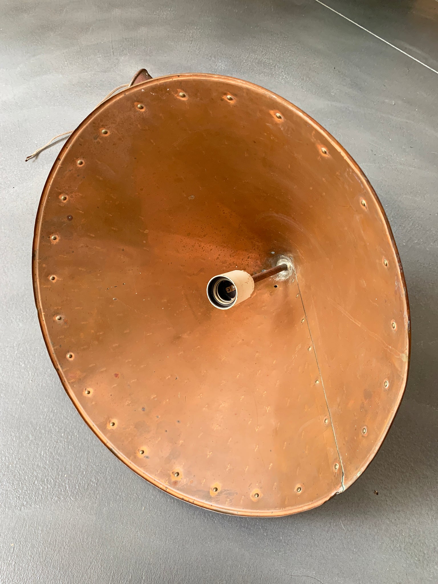 Brutalist pendant light, hand hammered copper by E.S Horn Aalestrup Denmark