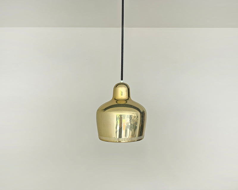 Vintage Golden Bell Pendant Lamp by Alvar Aalto for Louis Poulsen, 1960s