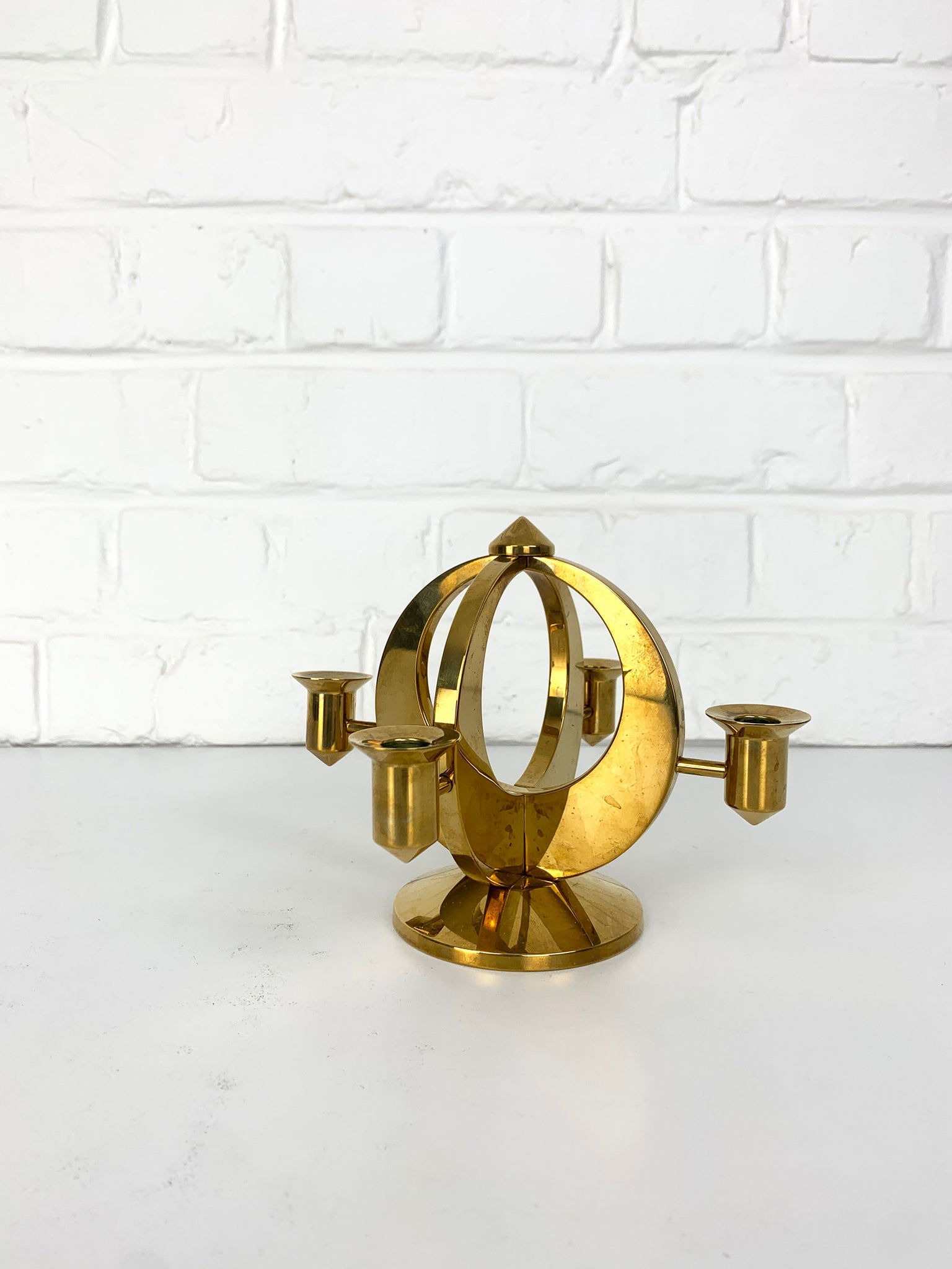 Mid-Century Scandinavian Candelabra in Brass by Arthur Pe, Kolbäck, Sweden