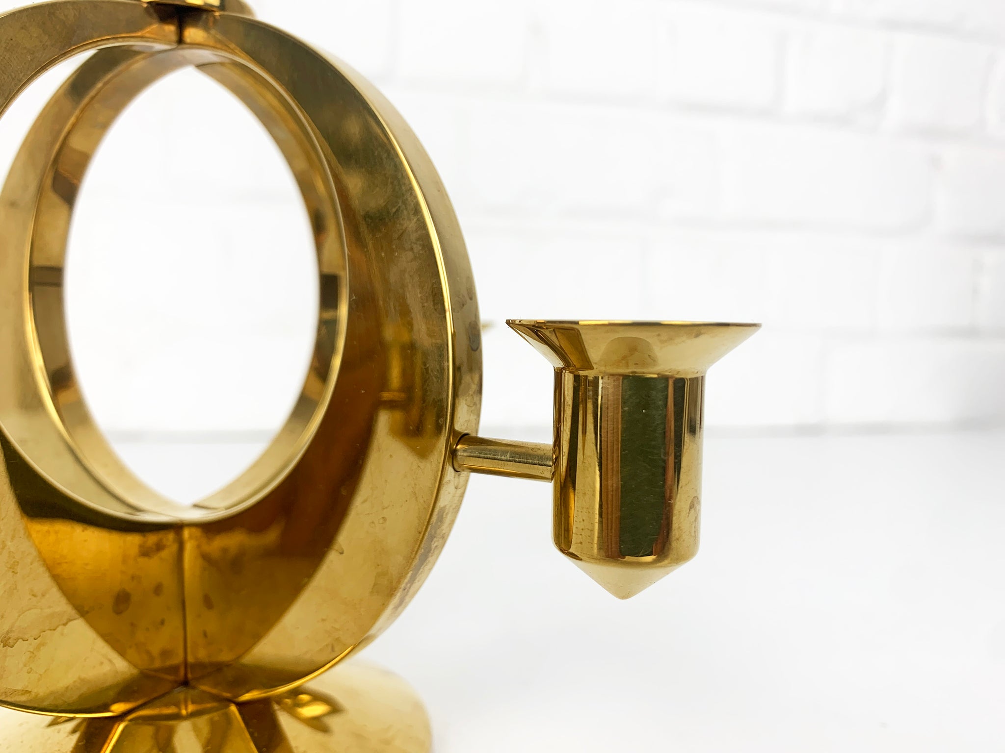 Mid-Century Scandinavian Candelabra in Brass by Arthur Pe, Kolbäck, Sweden