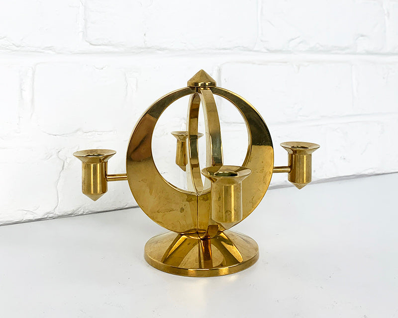 Mid-Century Scandinavian Candelabra in Brass by Arthur Pe, Kolbäck, Sweden