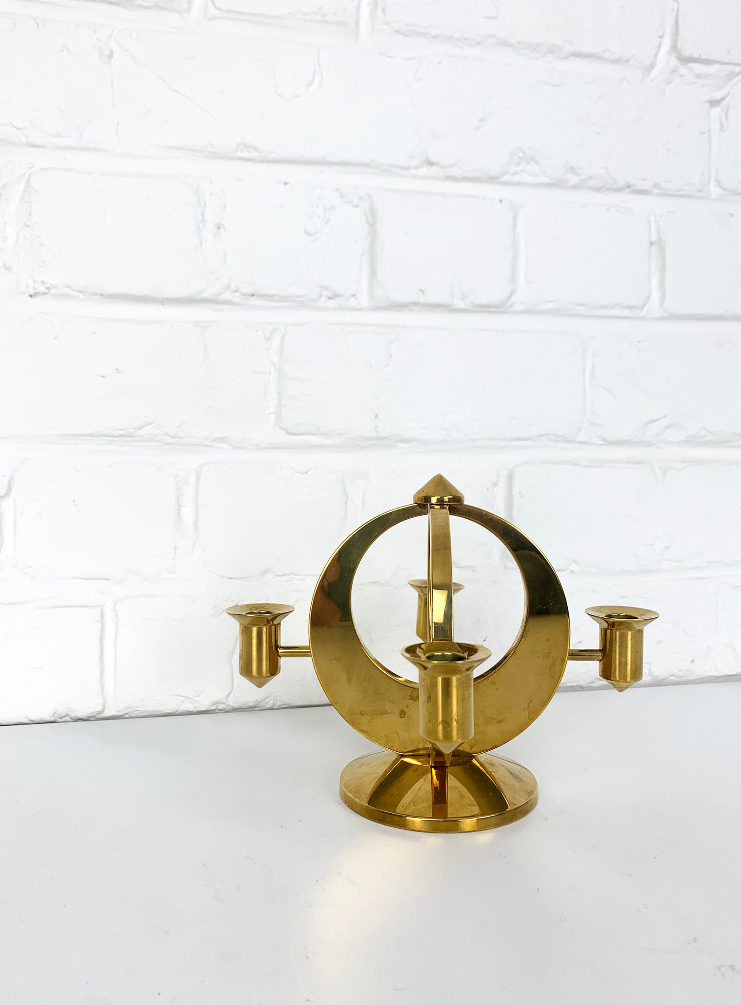 Mid-Century Scandinavian Candelabra in Brass by Arthur Pe, Kolbäck, Sweden