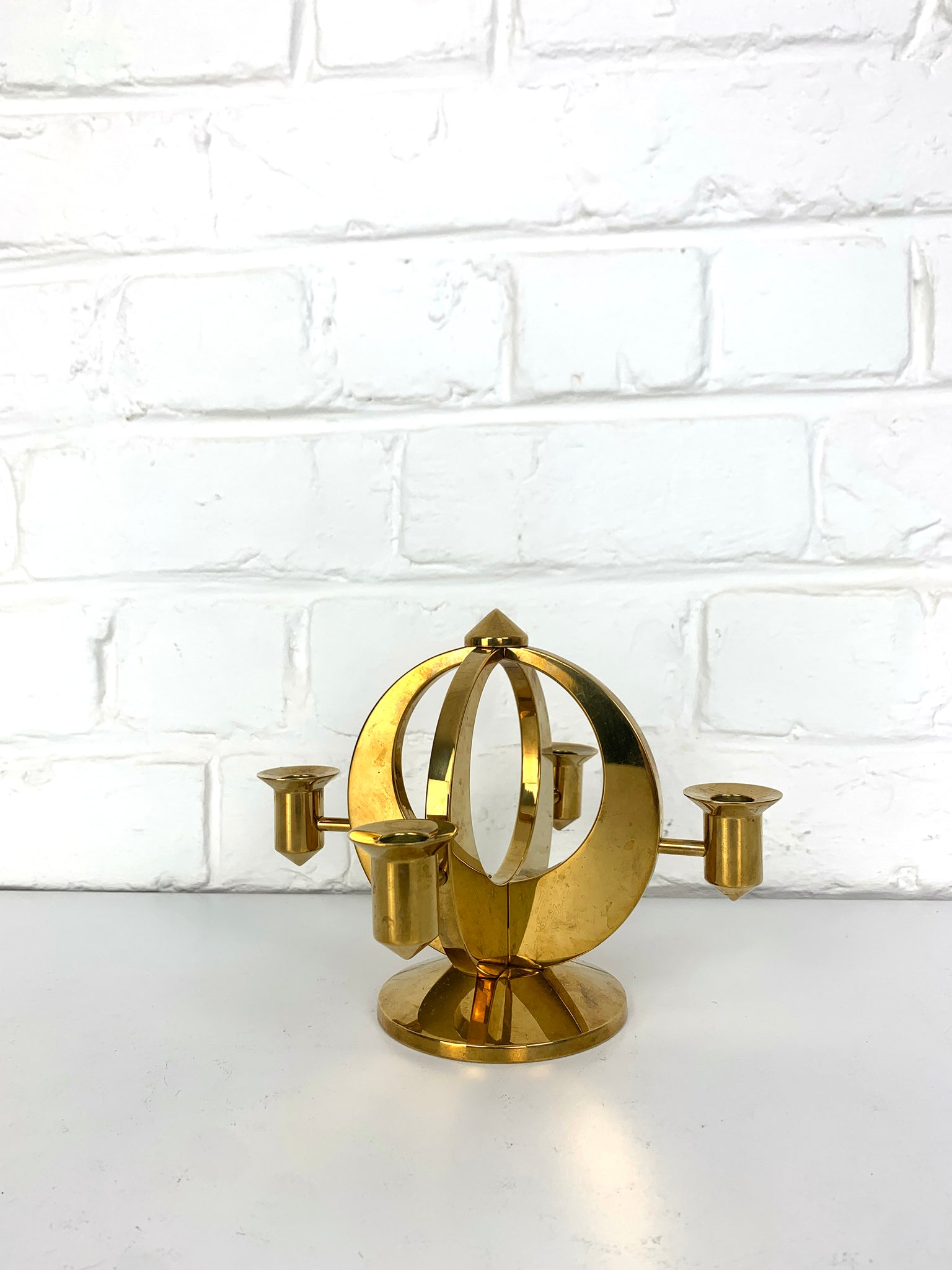 Mid-Century Scandinavian Candelabra in Brass by Arthur Pe, Kolbäck, Sweden