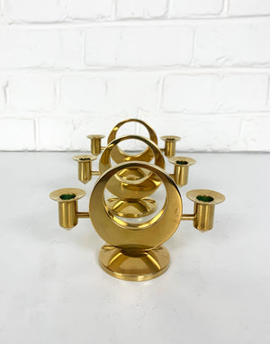 Set of 3 double Candelabras in Brass by Arthur Pe Petterson Kolbäck, Sweden