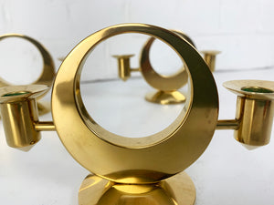 Set of 3 double Candelabras in Brass by Arthur Pe Petterson Kolbäck, Sweden