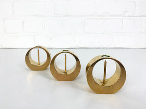 Set of 3 Mid-Century Candlesticks in Brass by Arthur Pe Petterson Kolbäck, Sweden