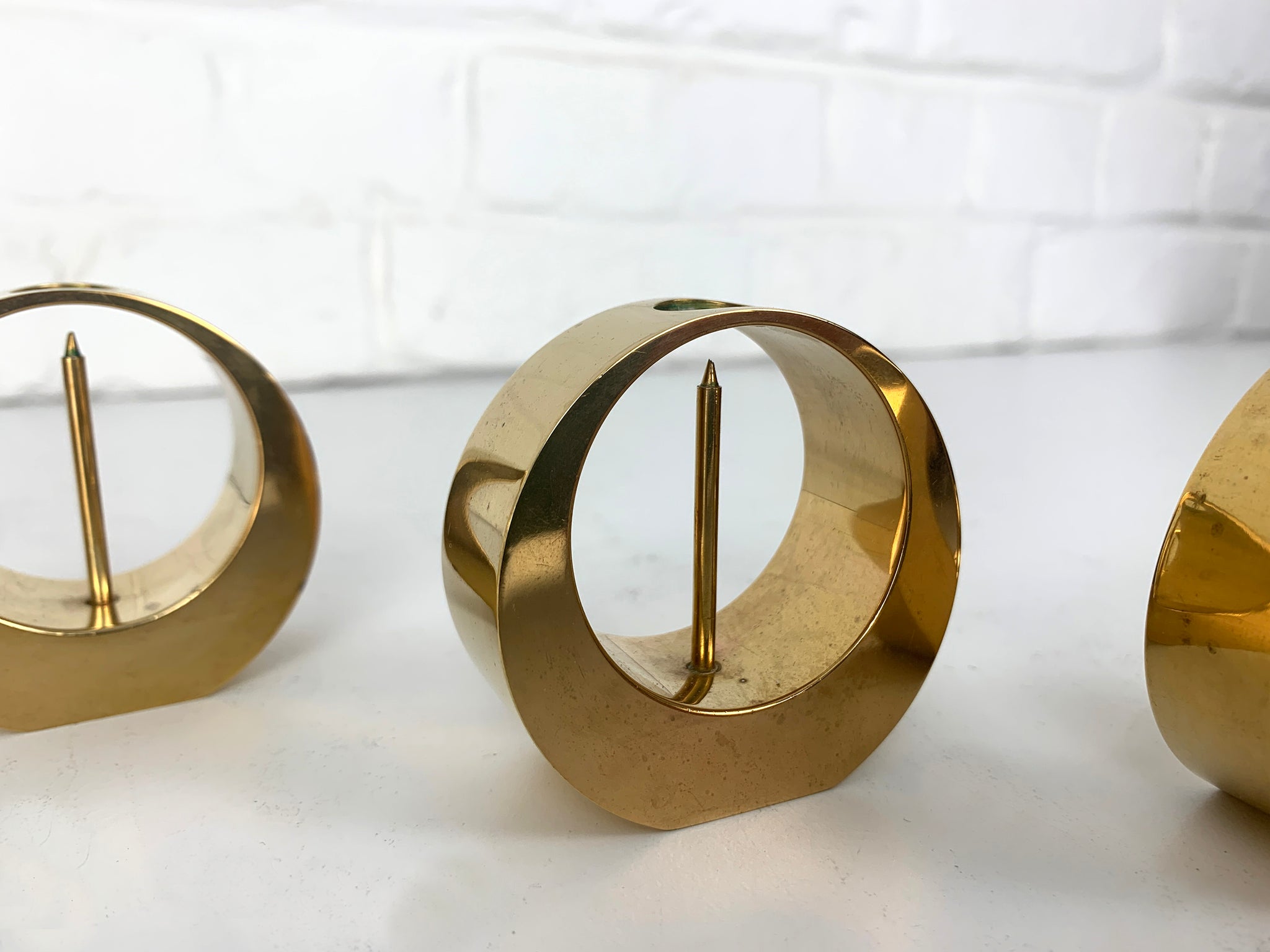 Set of 3 Mid-Century Candlesticks in Brass by Arthur Pe Petterson Kolbäck, Sweden