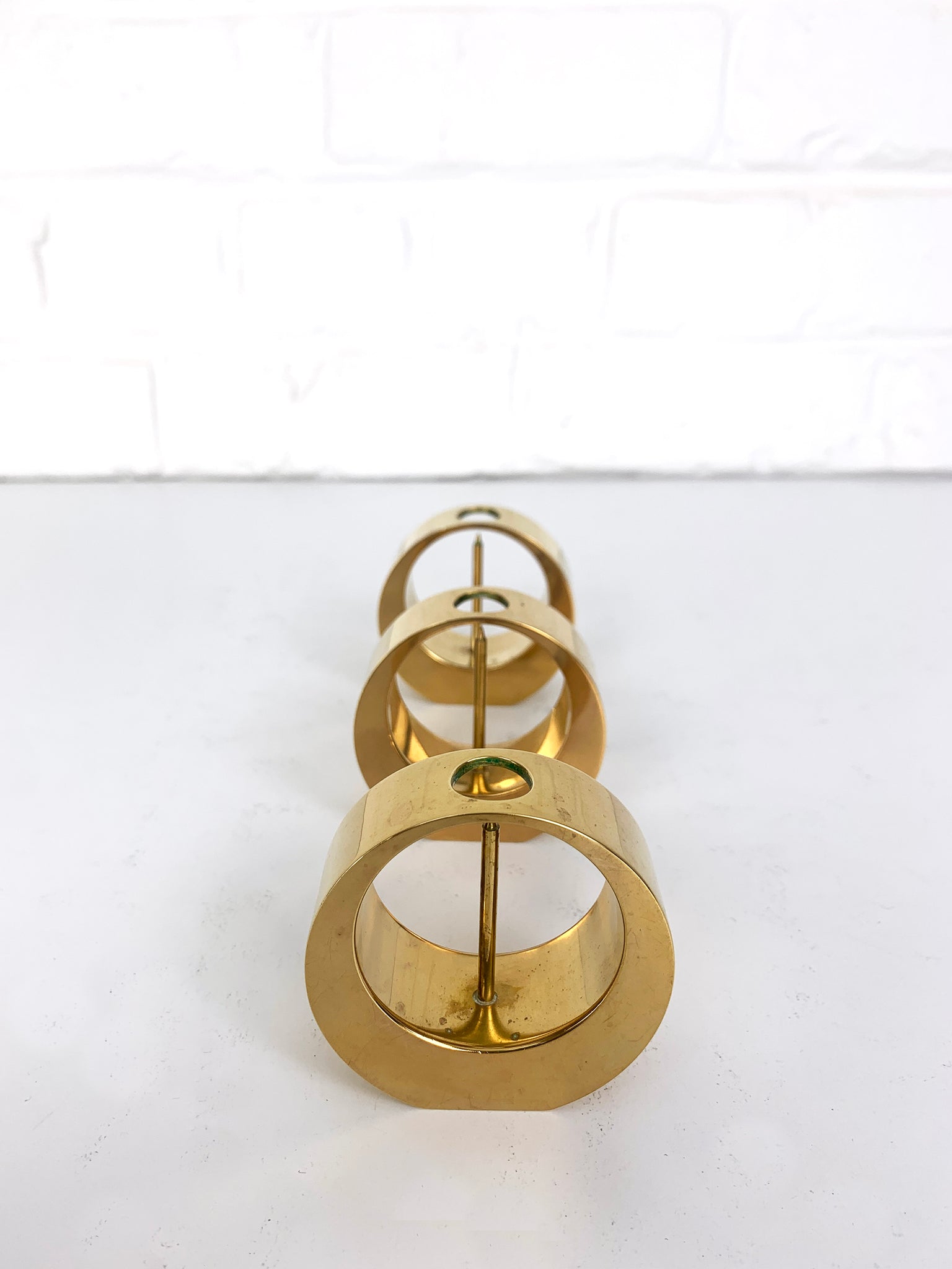 Set of 3 Mid-Century Candlesticks in Brass by Arthur Pe Petterson Kolbäck, Sweden