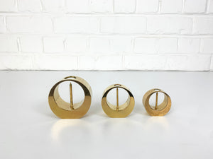 Set of 3 Mid-Century Candlesticks in Brass by Arthur Pe Petterson Kolbäck, Sweden