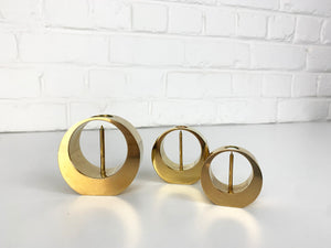 Set of 3 Mid-Century Candlesticks in Brass by Arthur Pe Petterson Kolbäck, Sweden