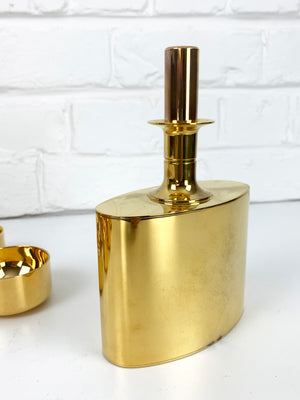 Decanter & 12 bowls in gold plated brass, Pierre Forsell for Skultuna, 1960s