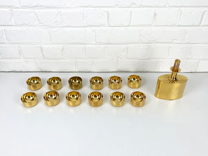 Decanter & 12 bowls in gold plated brass, Pierre Forsell for Skultuna, 1960s