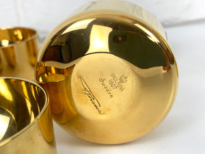 Decanter & 12 bowls in gold plated brass, Pierre Forsell for Skultuna, 1960s