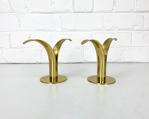 Pair of Mid-Century Scandinavian Brass Model Lily Candleholders by Ivar Ålenius Björk for Ystad-Metall