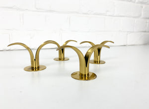 4 small Brass Lily Candleholders, Ivar Ålenius Björk for Lbe Konst, Ystad, Sweden