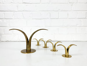 4 small Brass Lily Candleholders, Ivar Ålenius Björk for Lbe Konst, Ystad, Sweden