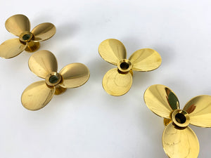 Set of 4 Propeller Candleholders in Brass by Pierre Forsell for Skultuna Sweden 1960s