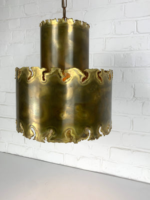 Brutalist Brass Pendant Light Svend Aage Holm Sorensen for Holm Sorensen Denmark