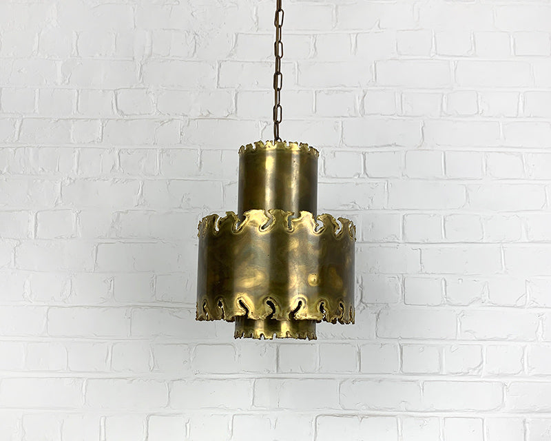 Brutalist Brass Pendant Light Svend Aage Holm Sorensen for Holm Sorensen Denmark