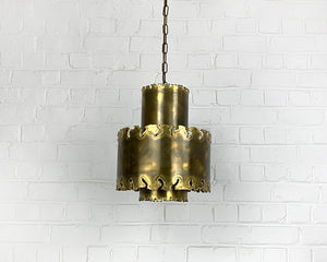 Brutalist Brass Pendant Light Svend Aage Holm Sorensen for Holm Sorensen Denmark