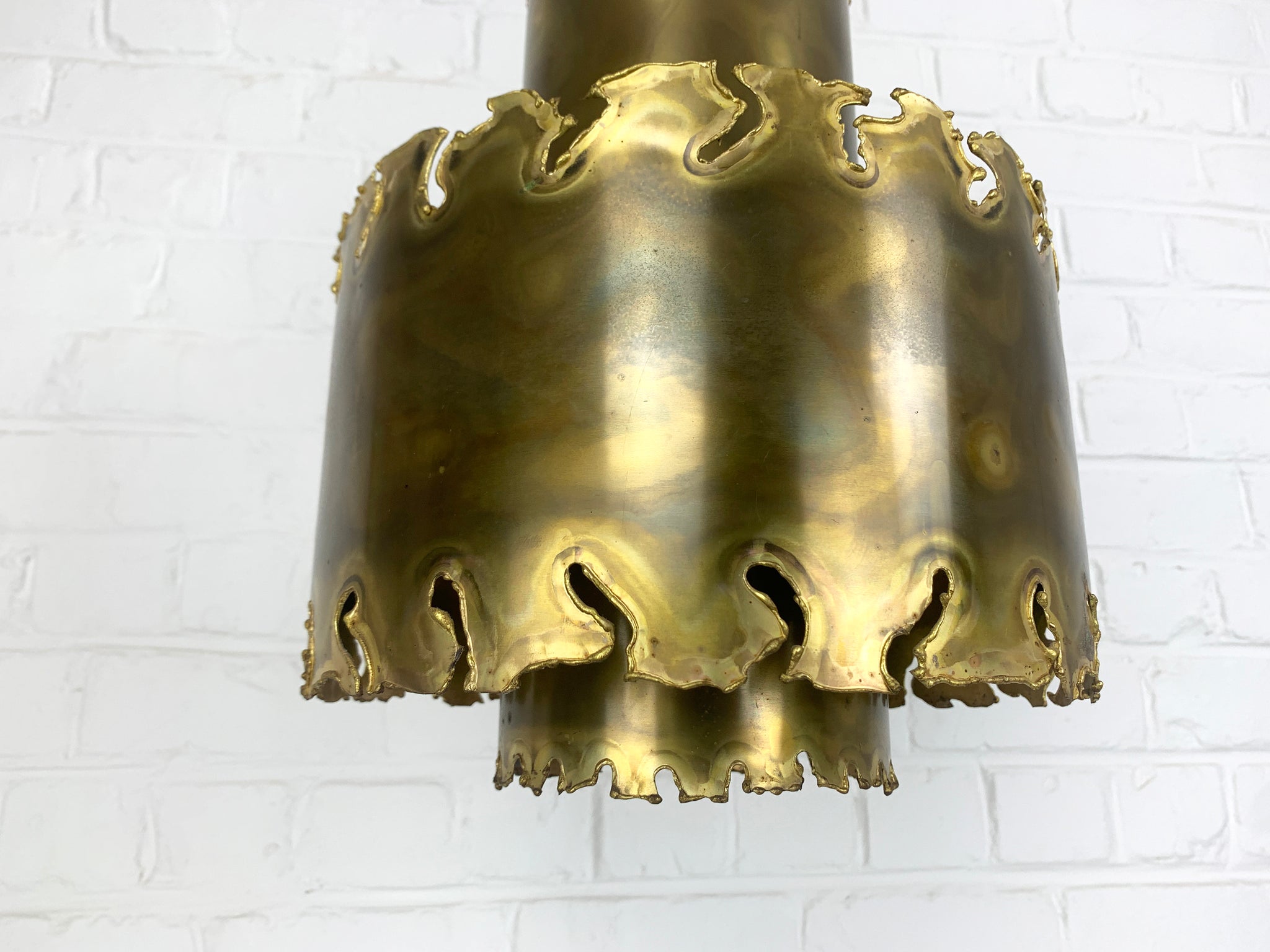 Brutalist Brass Pendant Light Svend Aage Holm Sorensen for Holm Sorensen Denmark