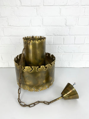 Brutalist Brass Pendant Light Svend Aage Holm Sorensen for Holm Sorensen Denmark