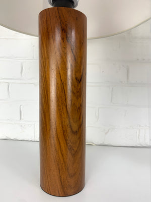 Pair large cylindric rosewood Table Lamps by Uno & Östen Kristiansson, Luxus, Sweden