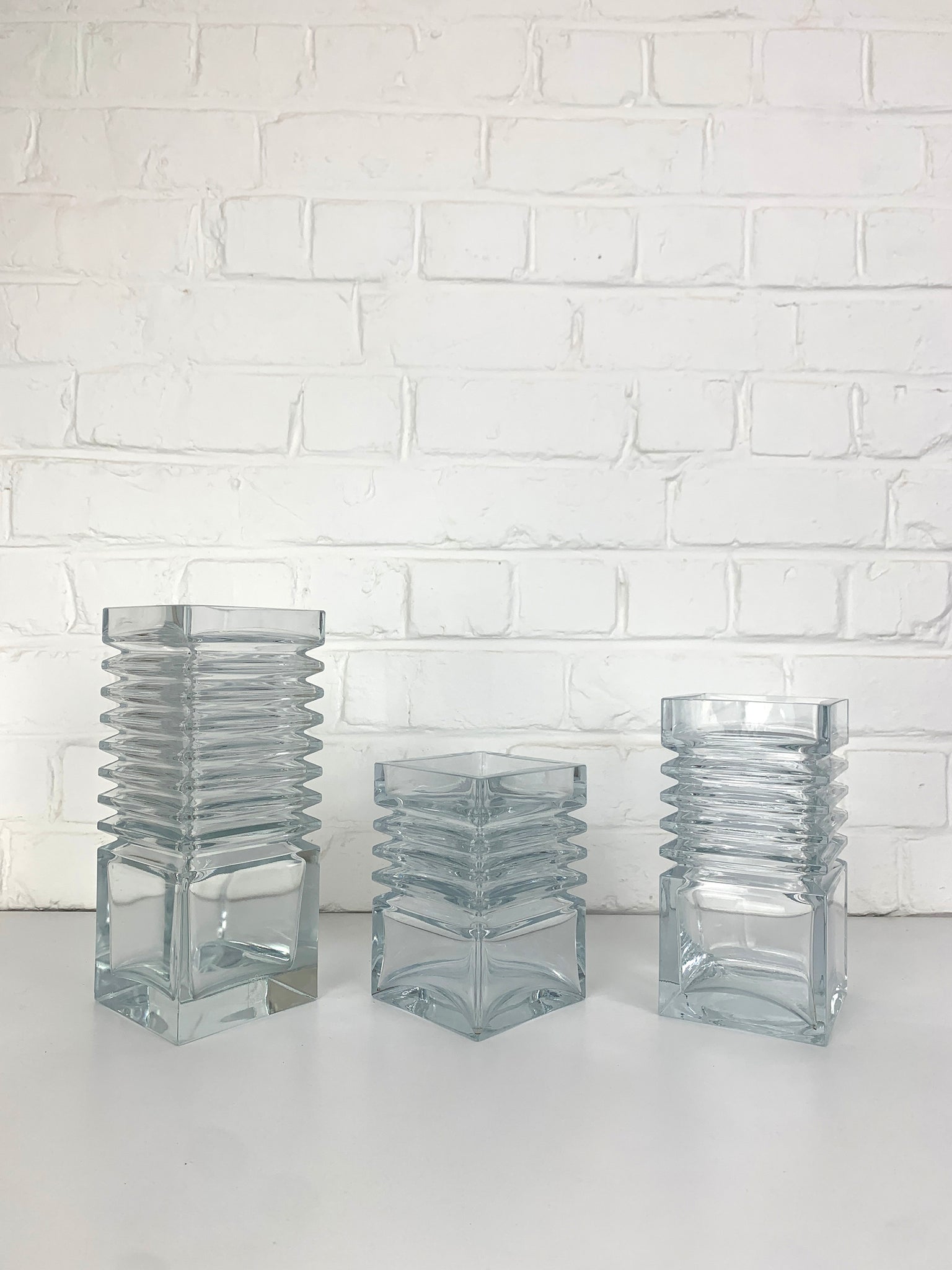 Vases Harmonikka,  Design Tamara Aladin for  Riihimäki Lasi Oy, Finland, 1971, set of 3