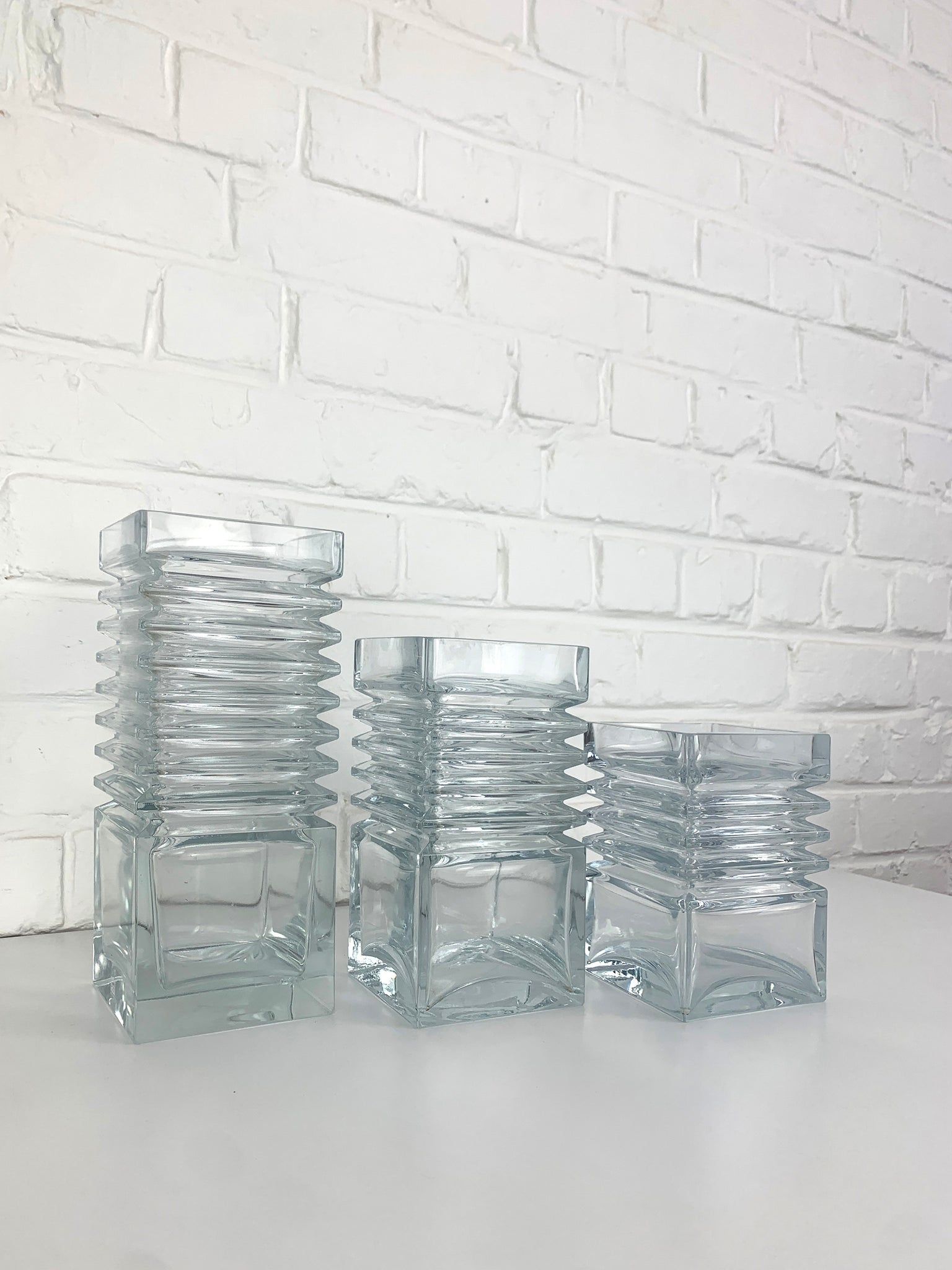 Vases Harmonikka,  Design Tamara Aladin for  Riihimäki Lasi Oy, Finland, 1971, set of 3