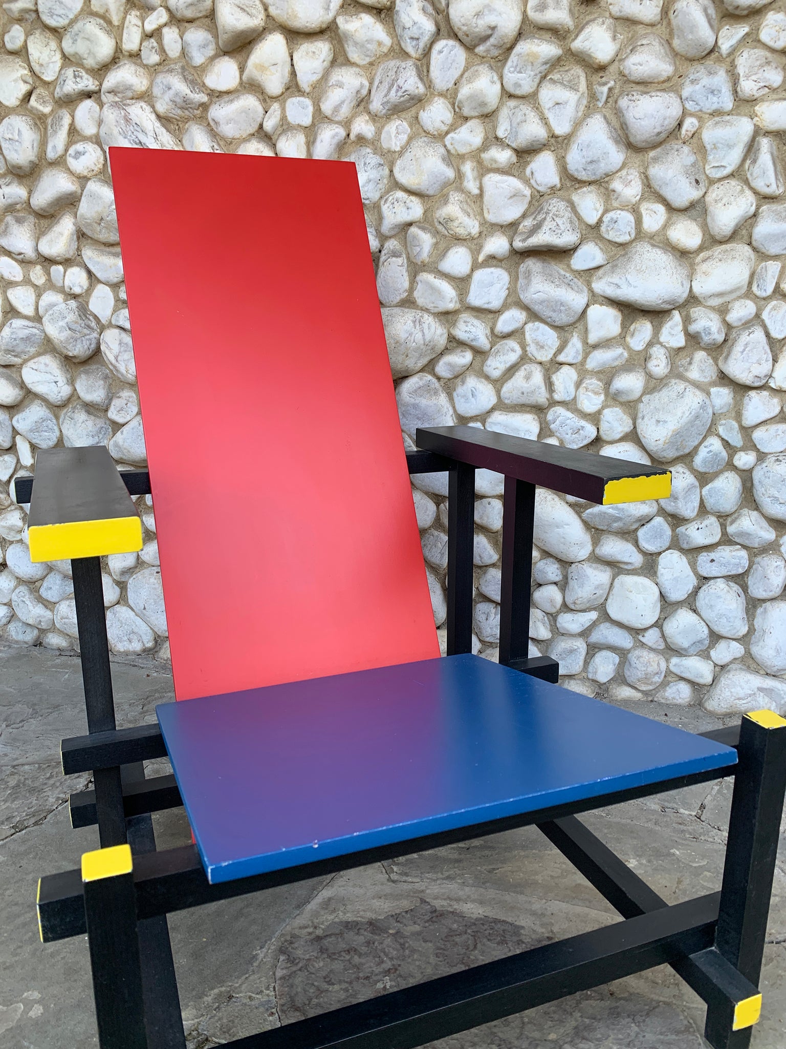 Red & Blue Armchair by Gerrit Rietveld, vintage 1970-80s