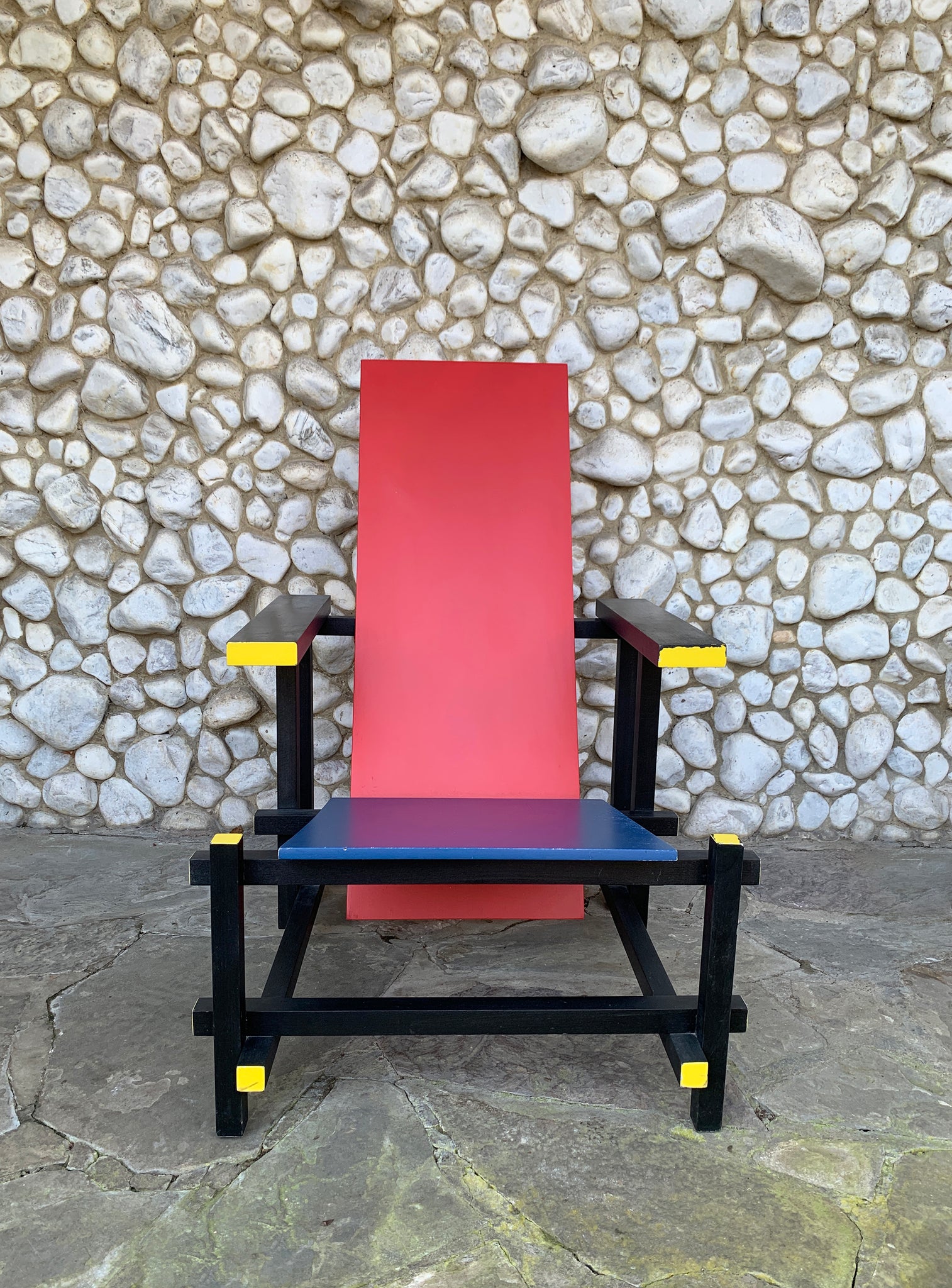 Red & Blue Armchair by Gerrit Rietveld, vintage 1970-80s