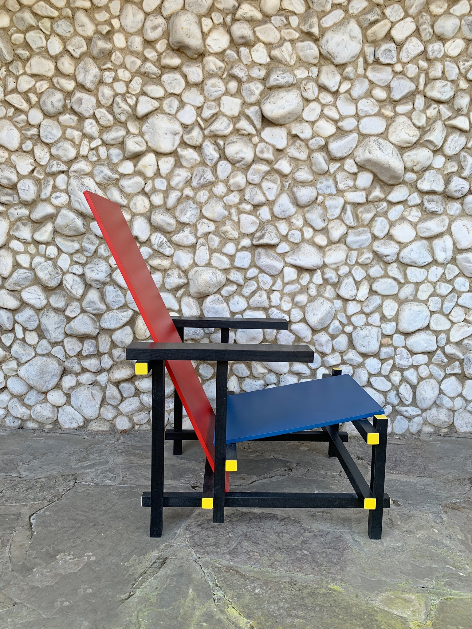 Red & Blue Armchair by Gerrit Rietveld, vintage 1970-80s