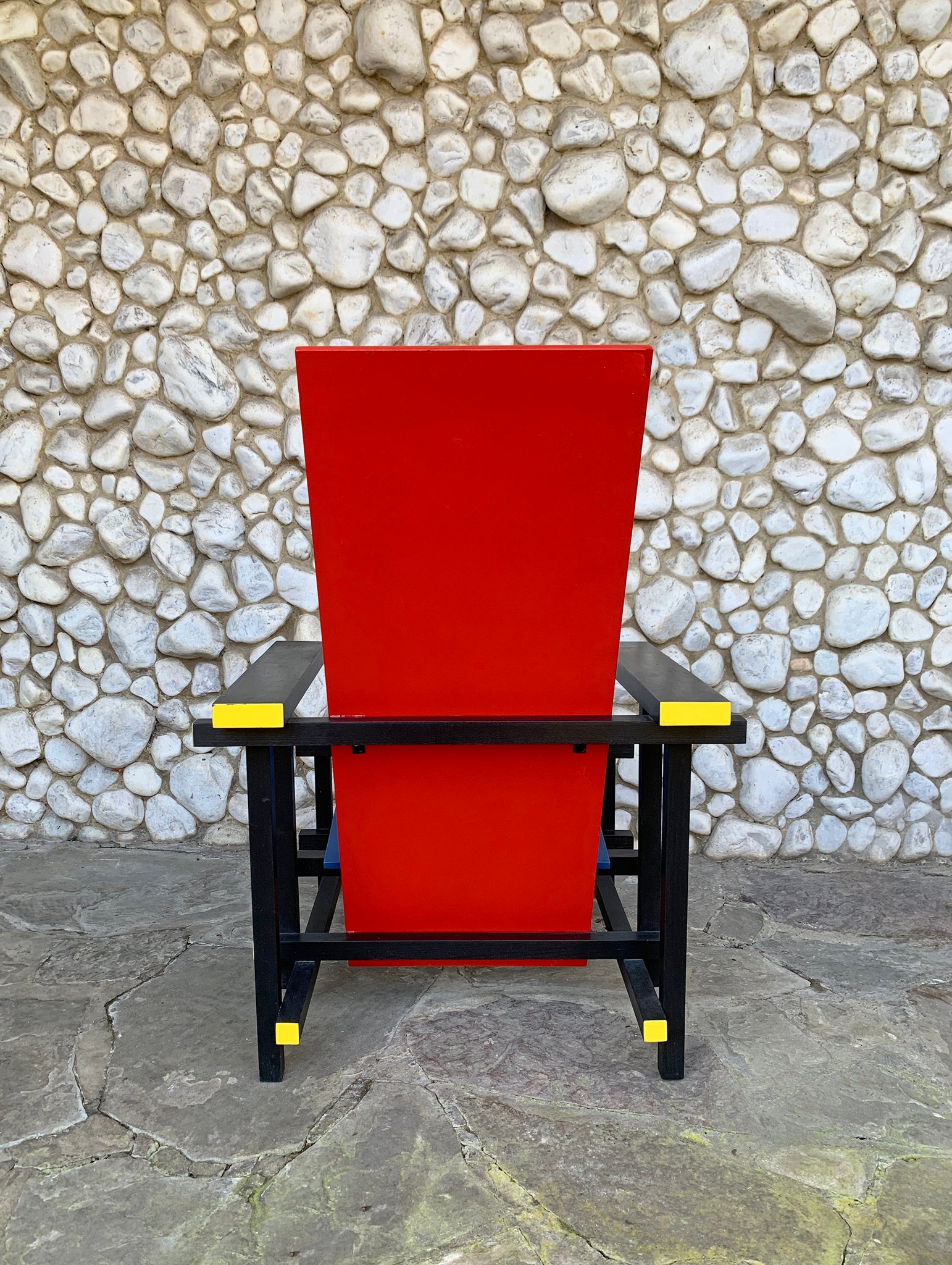 Red & Blue Armchair by Gerrit Rietveld, vintage 1970-80s