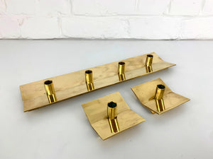 Swedish Candleholders in Brass by Pierre Forsell for Skultuna, 1960s, Set of 3